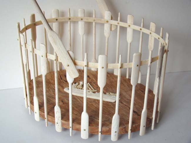 A beautiful Whalebone "Whalers' Basket" made by acclaimed Cape Cod artist Ken Campbell